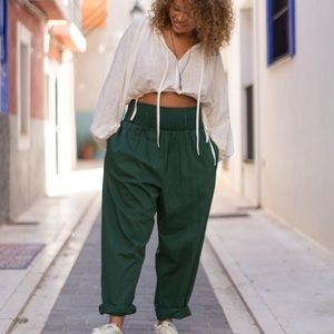 Lucy & Yak Alexa Trousers in Posy Green, XXL